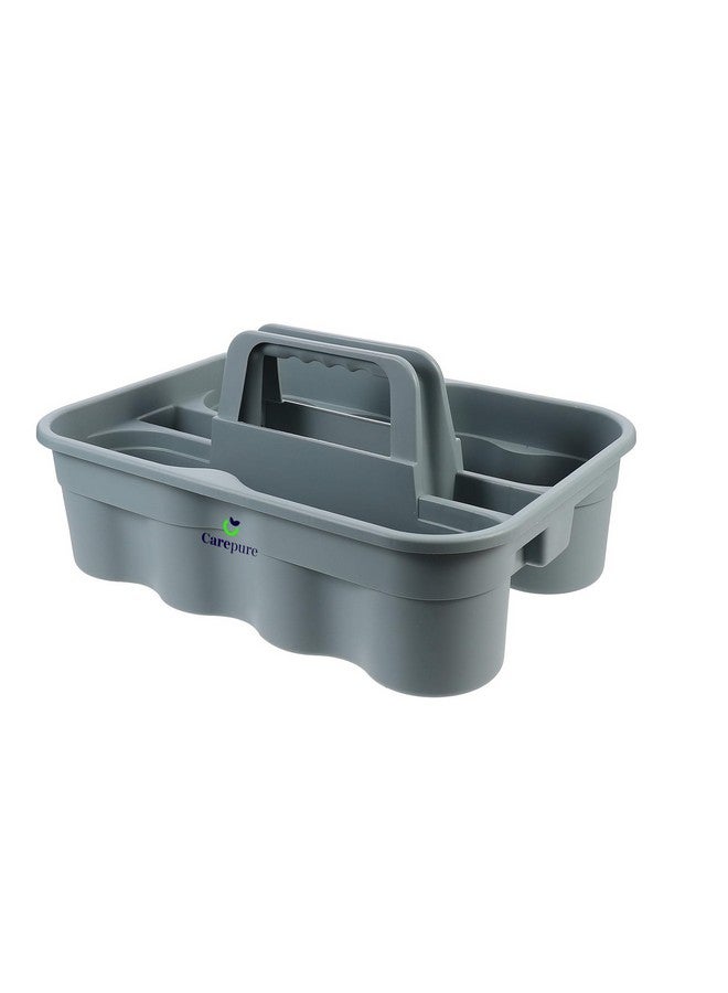 Carepure 2-Compartment Industrial Caddy Bucket | Bathroom Organizer Basket, Tool Organizer for Cleaning Bathroom & Windows - Grey - Image 1