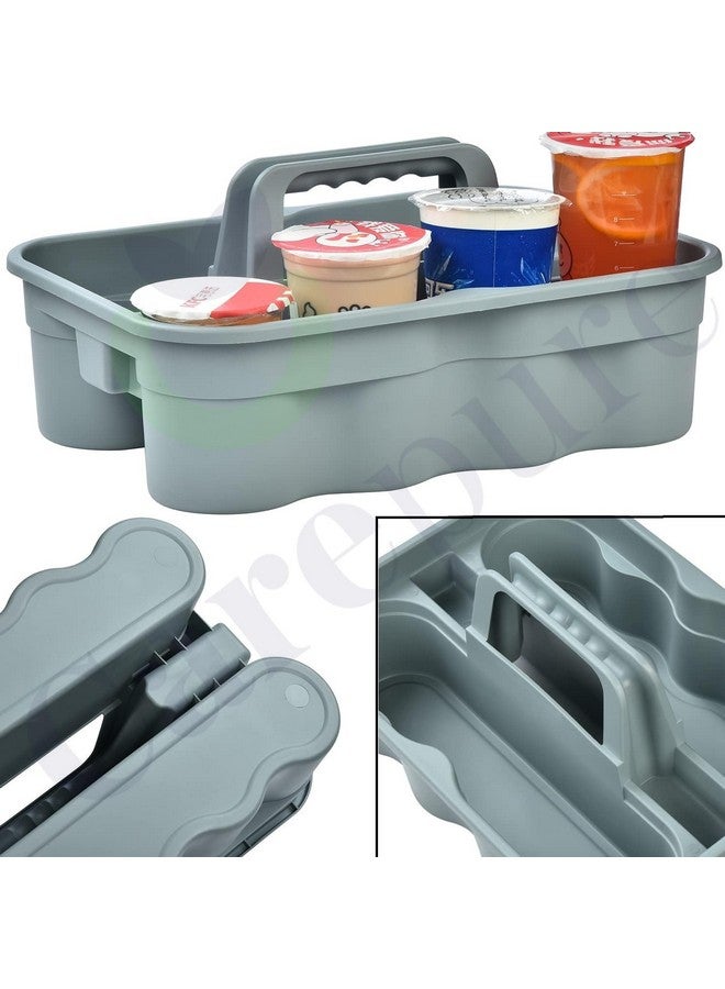 Carepure 2-Compartment Industrial Caddy Bucket | Bathroom Organizer Basket, Tool Organizer for Cleaning Bathroom & Windows - Grey - Image 4