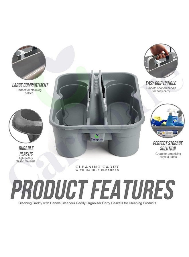 Carepure 2-Compartment Industrial Caddy Bucket | Bathroom Organizer Basket, Tool Organizer for Cleaning Bathroom & Windows - Grey - Image 5