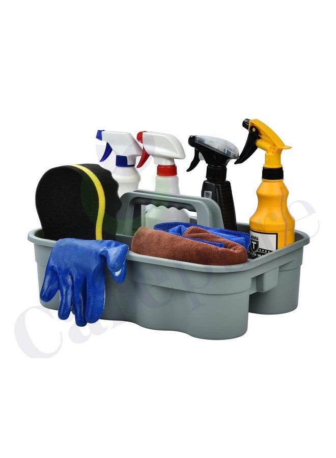 Carepure 2-Compartment Industrial Caddy Bucket | Bathroom Organizer Basket, Tool Organizer for Cleaning Bathroom & Windows - Grey - Image 3