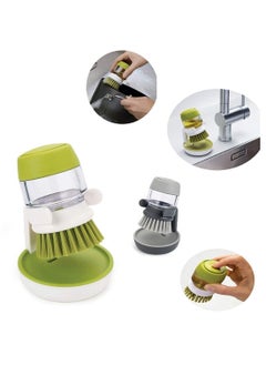 Mishrit Mishrit Dish Brush with Soap Dispenser||Soap Dispensing Palm Brush||Dishwashing Kitchen Scrub Brushes Dish Scrubber with Holder Drip Tray for Dish Sink Pan Pot Washing and Cleaning(Pack of 1).  - Image 2