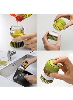 Mishrit Mishrit Dish Brush with Soap Dispenser||Soap Dispensing Palm Brush||Dishwashing Kitchen Scrub Brushes Dish Scrubber with Holder Drip Tray for Dish Sink Pan Pot Washing and Cleaning(Pack of 1).  - Image 3