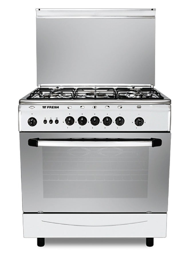 Fresh Fresh Gas Cooker 5 Burners Italiano 55x80 CM Full Stainless Steel With Fan in The Oven