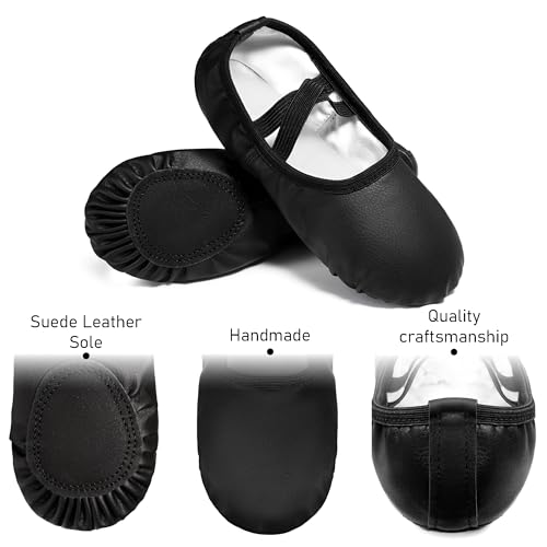Dynadans Soft Leather Ballet Shoes/Ballet Slippers/Dance Shoes for Girls and Boys (Toddler/Little/Big Kid/Women)-Black-8.5M Toddler - Image 3