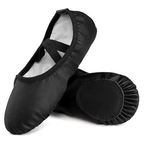 Dynadans Soft Leather Ballet Shoes/Ballet Slippers/Dance Shoes for Girls and Boys (Toddler/Little/Big Kid/Women)-Black-8.5M Toddler - Image 1