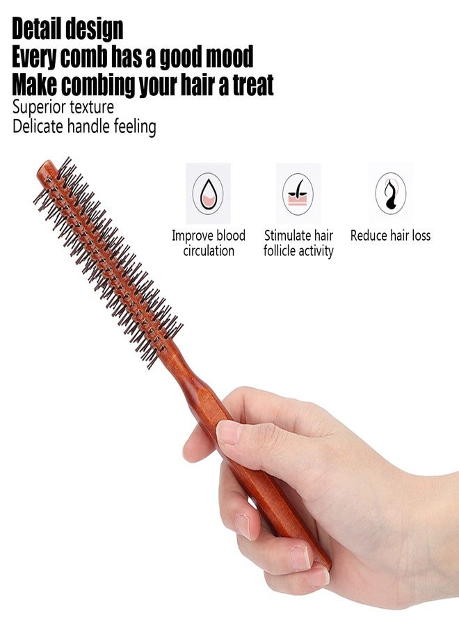 Kodrily Small Round Brush for Blow Drying, Skinny Thin Round Brush Small, Wooden Circle Curling Roller Comb, Unisex Blow and Roll Hairbrush for Short Hair Styling, 8.3x1.0in, 1Pcs - Image 5