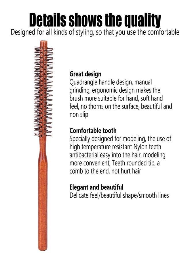 Kodrily Small Round Brush for Blow Drying, Skinny Thin Round Brush Small, Wooden Circle Curling Roller Comb, Unisex Blow and Roll Hairbrush for Short Hair Styling, 8.3x1.0in, 1Pcs - Image 3