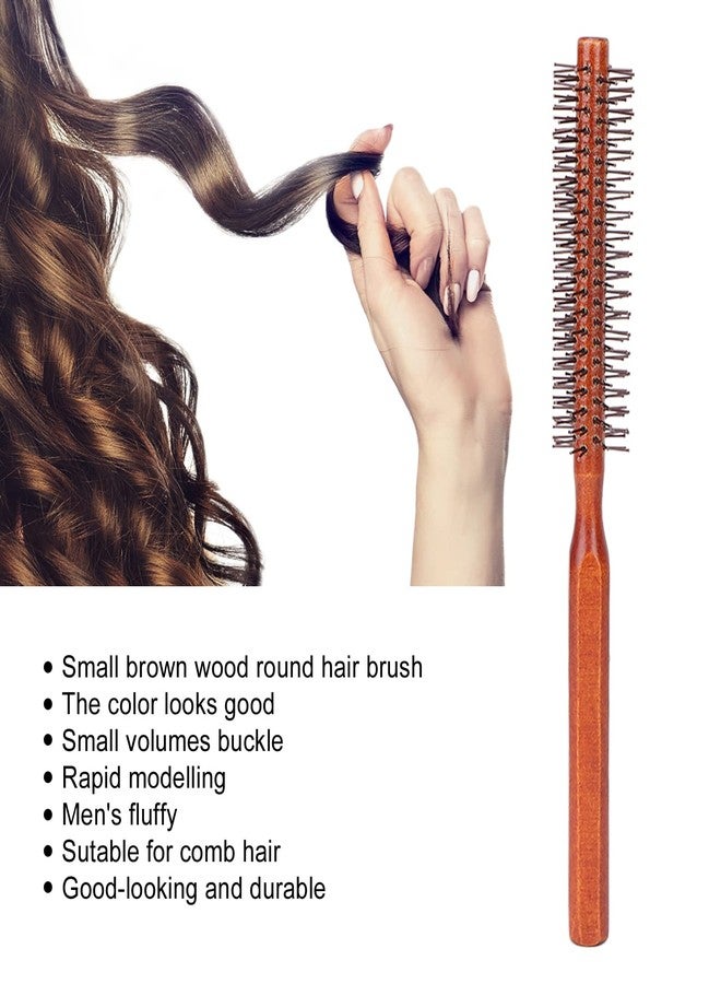 Kodrily Small Round Brush for Blow Drying, Skinny Thin Round Brush Small, Wooden Circle Curling Roller Comb, Unisex Blow and Roll Hairbrush for Short Hair Styling, 8.3x1.0in, 1Pcs - Image 2