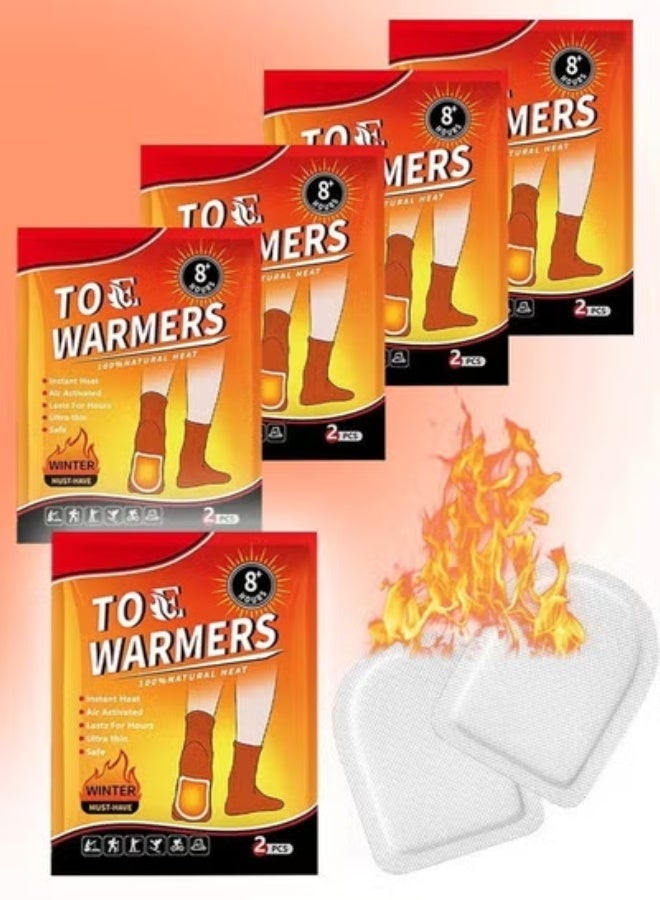 SänHahn Foot Toe Warmers, Up to 8 Hours of Heat Long Lasting, Hot Insole Feet Warmer, Instant Toe Warmers Disposable Adhesive Air Activated Warmers for Winter Outdoor Work, Sports Activities, 5 Pairs - Image 1