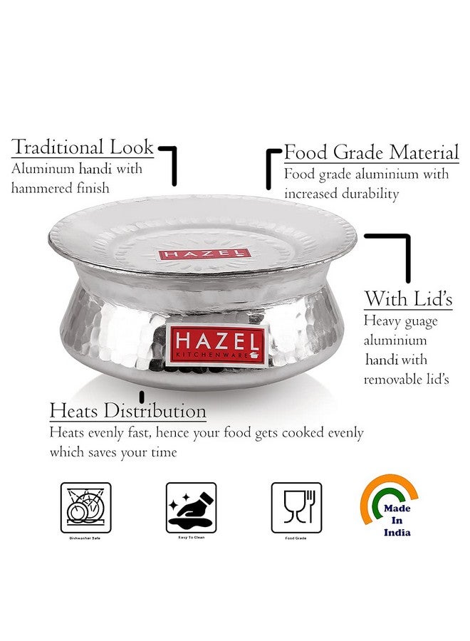 Hazel وعاء طهي برياني من الألمنيوم هازيل مطروق، بتشطيب مصقول مع غطاء، 20 سم، 1800 مل - Image 3