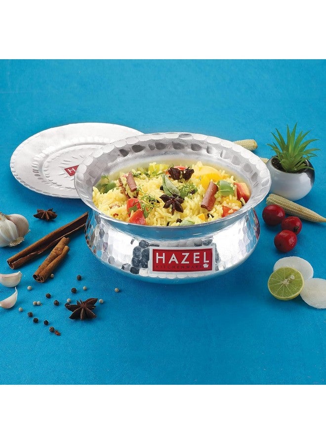 Hazel وعاء طهي برياني من الألمنيوم هازيل مطروق، بتشطيب مصقول مع غطاء، 20 سم، 1800 مل - Image 2