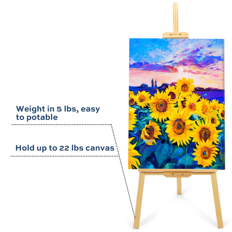 finenolo Wooden Easel Stand for Painting, 45" Adjustable Height Folding Art Easel for Canvas, Drawing, Wedding Signs & Posters, Ideal for Adults, Artists, Beginners, Students & Kids - Image 4