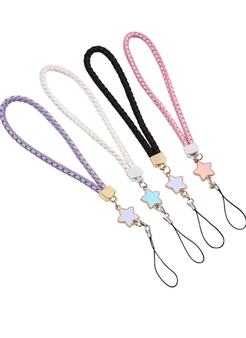 SYOSI Cell Phone Lanyard Wrist Strap Cell Phone Sling Star Cell Phone Sling Leather Handmade Love Cell Phone Charm Wallet Keychain Camera Smartphone Charm (4 Pieces)  - Image 1