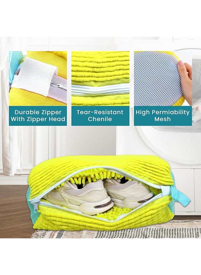 O Ozone Shoe Washing Bag for Washer & Dryer |Reusable Durable Zippered Mesh Laundry Bag for Sneakers & Delicates - Yellow - Image 3