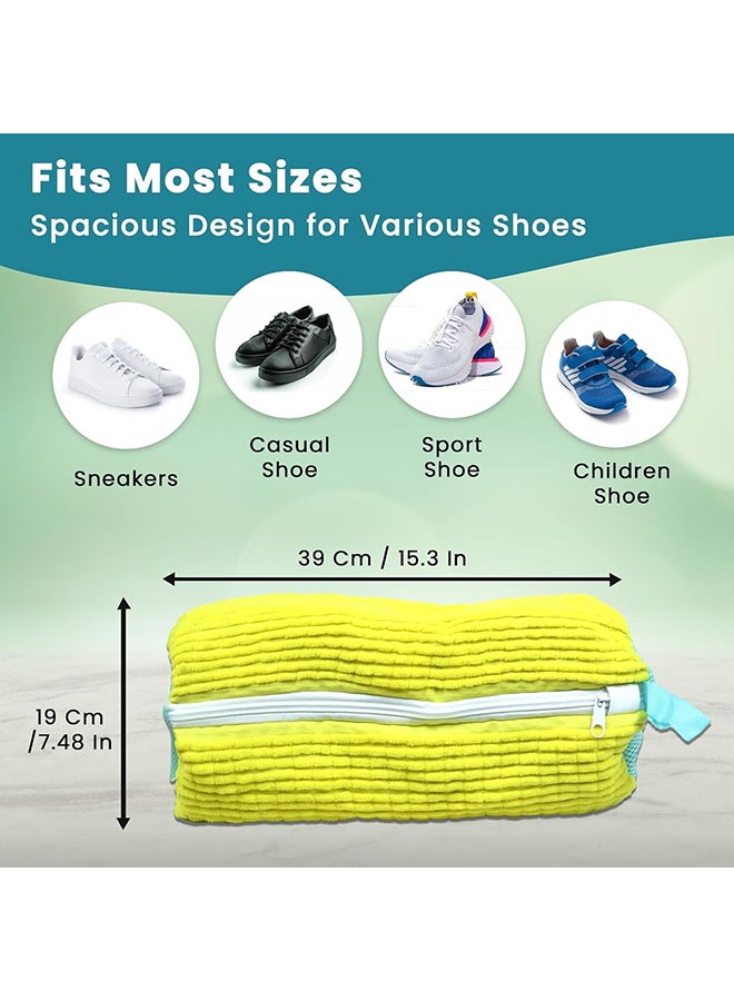 O Ozone Shoe Washing Bag for Washer & Dryer |Reusable Durable Zippered Mesh Laundry Bag for Sneakers & Delicates - Yellow - Image 5