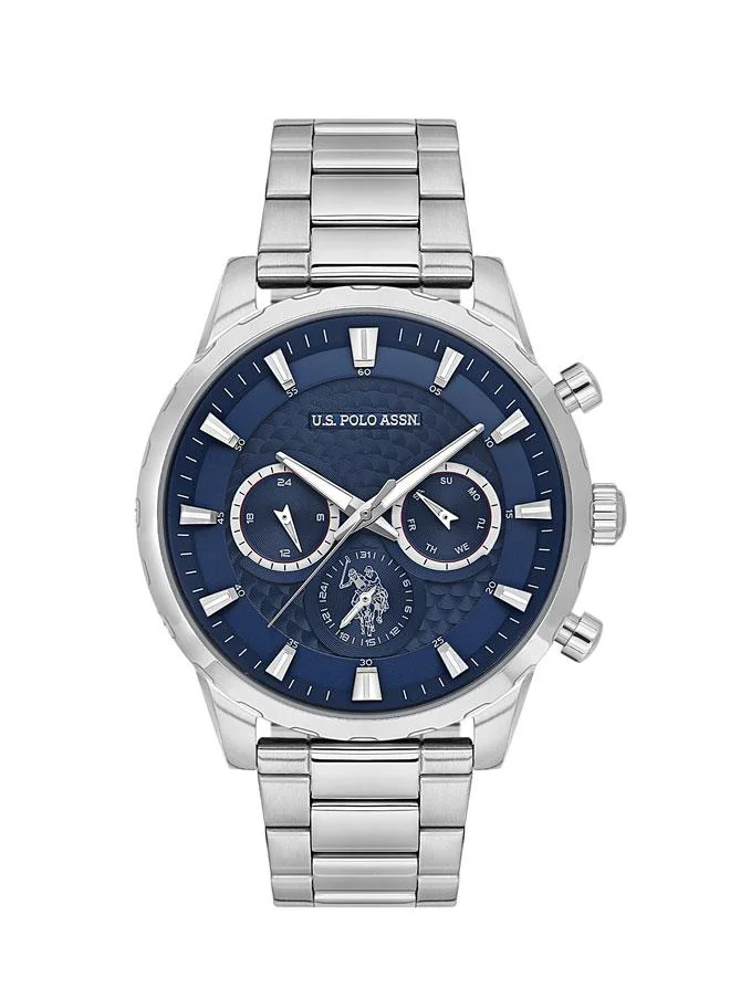 U.S. Polo Assn. U.S. Polo Assn. USPA1055B-02 46mm Watch with Bold Blue Dial, Chronograph Features & Stainless Steel Band - Essential Timepiece for Fashion-Forward Gents