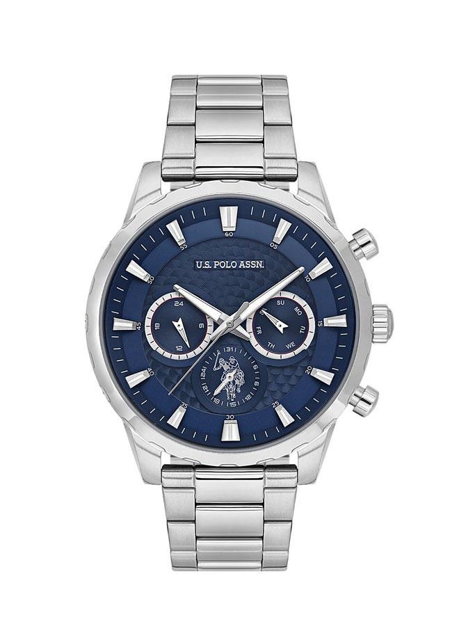U.S. Polo Assn. U.S. Polo Assn. USPA1055B-02 46mm Watch with Bold Blue Dial, Chronograph Features & Stainless Steel Band - Essential Timepiece for Fashion-Forward Gents  - Image 1