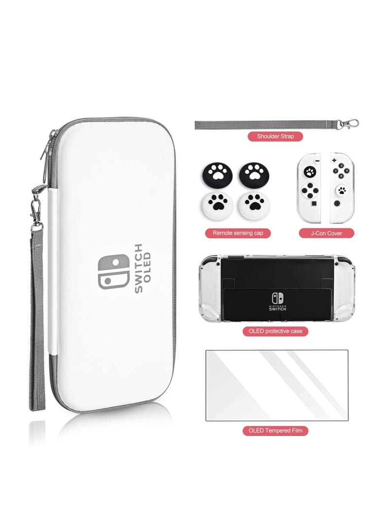 Carrying Case for Nintendo Switch & Switch OLED - Compact Portable Storage Set with Tempered Glass Screen Protector, Crystal Clear Case, Thumb Grip Accessories for Enhanced Gaming Experience - Image 2