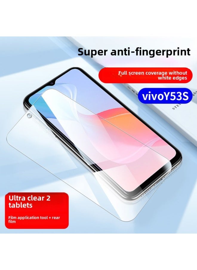 Generic Suitable For Vivoy53s Tempered Film Y53s Mobile Phone Vivo Full Screen Y53t Cover Blue Light 53s Anti Peep 53t HD-Colour:Ultra-clear Tempered Film★Full Screen And Fully Transparent [2-pack]★Free Artifact + Back Mask-Size:vivo Y53t  - Image 1