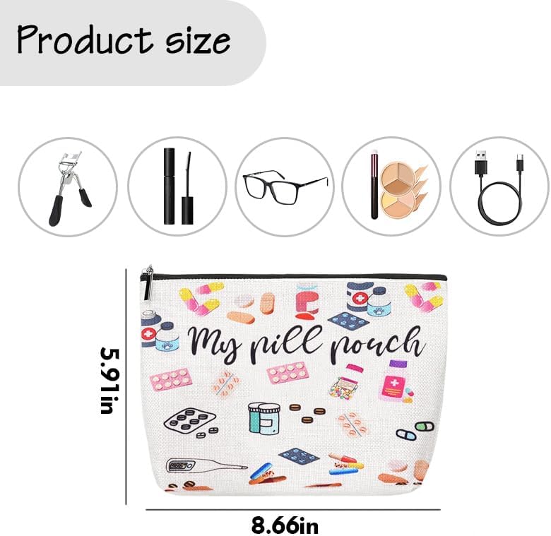 Guqqeuc Medicine Storage Bag Pouch for Women Girls Canvas Medication Organizer Bag for Travel Travelling All My Medicine Bag, Med4 - Image 4