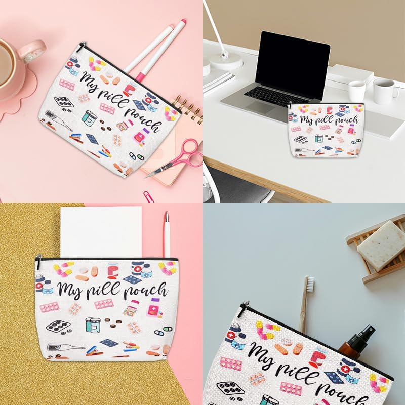 Guqqeuc Medicine Storage Bag Pouch for Women Girls Canvas Medication Organizer Bag for Travel Travelling All My Medicine Bag, Med4 - Image 5
