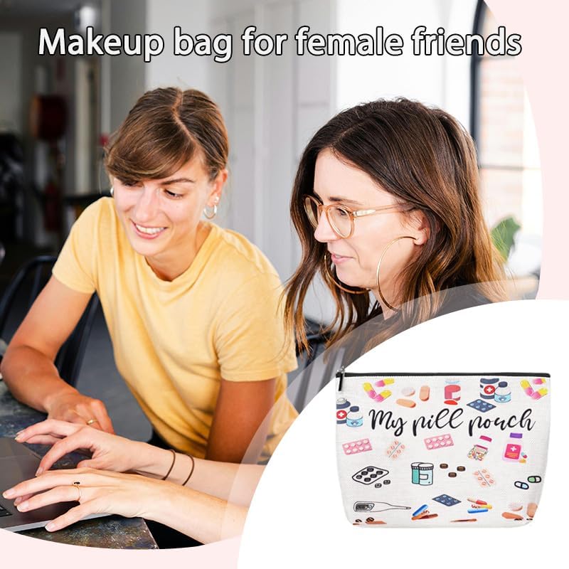 Guqqeuc Medicine Storage Bag Pouch for Women Girls Canvas Medication Organizer Bag for Travel Travelling All My Medicine Bag, Med4 - Image 2