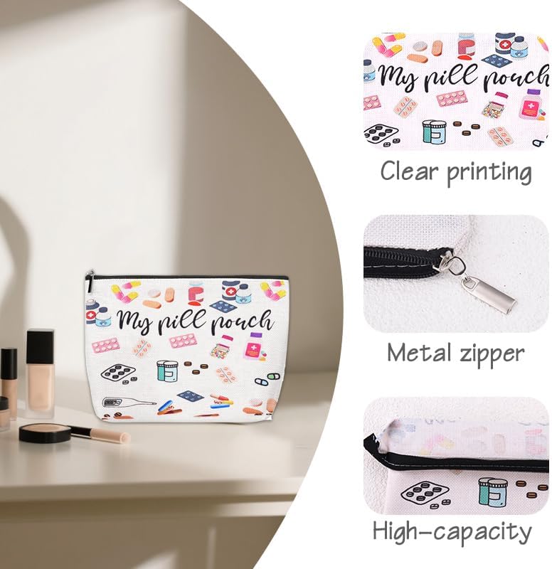 Guqqeuc Medicine Storage Bag Pouch for Women Girls Canvas Medication Organizer Bag for Travel Travelling All My Medicine Bag, Med4 - Image 3