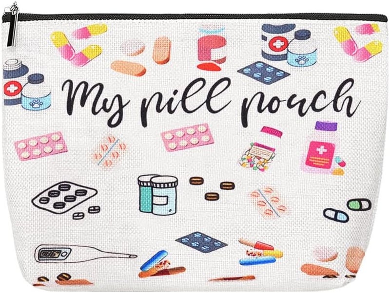 Guqqeuc Medicine Storage Bag Pouch for Women Girls Canvas Medication Organizer Bag for Travel Travelling All My Medicine Bag, Med4 - Image 1