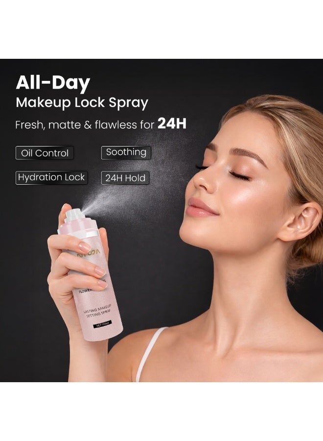 JANIWA Vegan Makeup Setting Spray (110 ml) Natural Matte Finish Long-Lasting Makeup Fixer Hydrating & Oil Control with Flower Extract Cruelty-Free, Paraben & Alcohol-Free (Shimmer) - Image 3