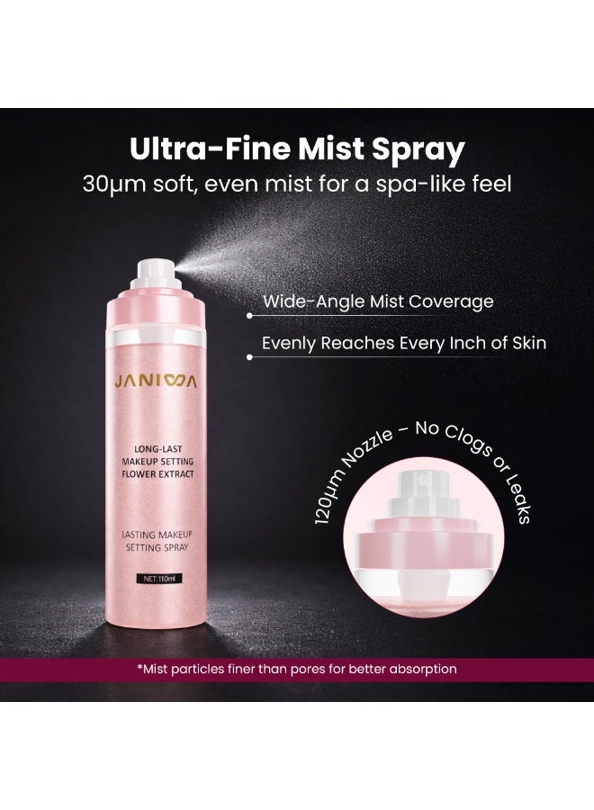JANIWA Vegan Makeup Setting Spray (110 ml) Natural Matte Finish Long-Lasting Makeup Fixer Hydrating & Oil Control with Flower Extract Cruelty-Free, Paraben & Alcohol-Free (Shimmer) - Image 5