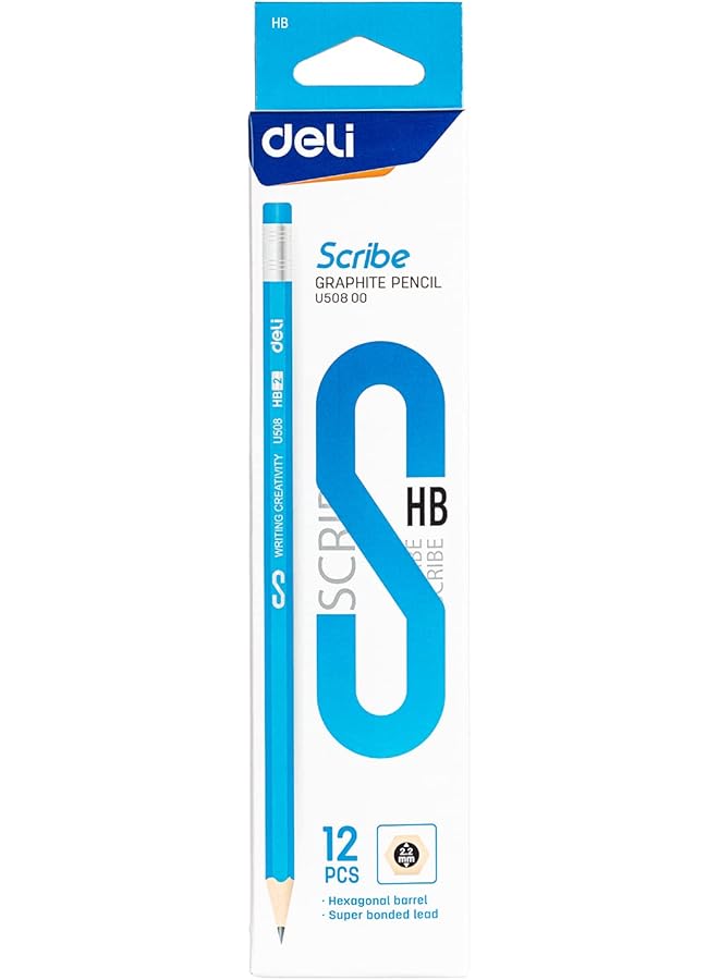 ديلي مجموعة أدوات الرسم قلم رصاص خشبي من الجرافيت مع طرف ممحاة مكونة من 12 قطعة - Image 4