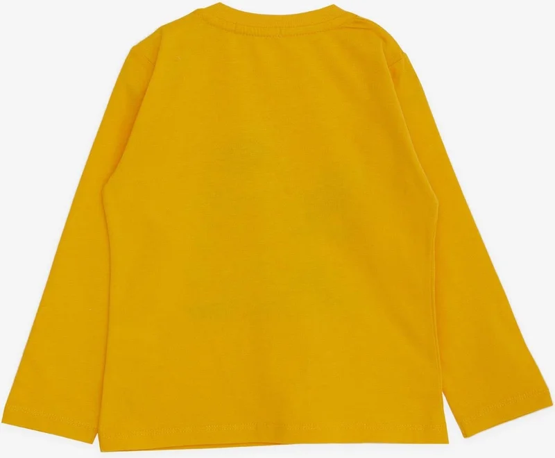 Breeze Baby Boy Long Sleeve T-Shirt with Teddy Bear Printed Text Embroidery 9 Months-3 Years, Yellow