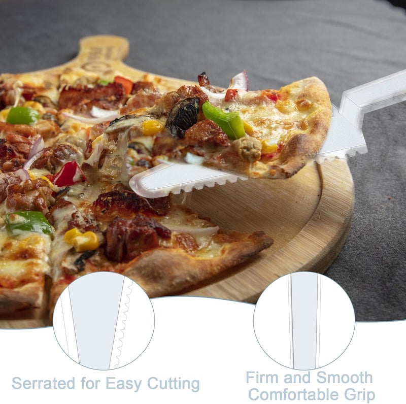 Tinsky 50Pcs Plastic Disposable Cake Cutter 9.1Inch Wedding Pie Server Plastic Spatula Cake Server Cutting Knives Pie Pizza Pastry Slicer Serving Utensils (Clear) - Image 3