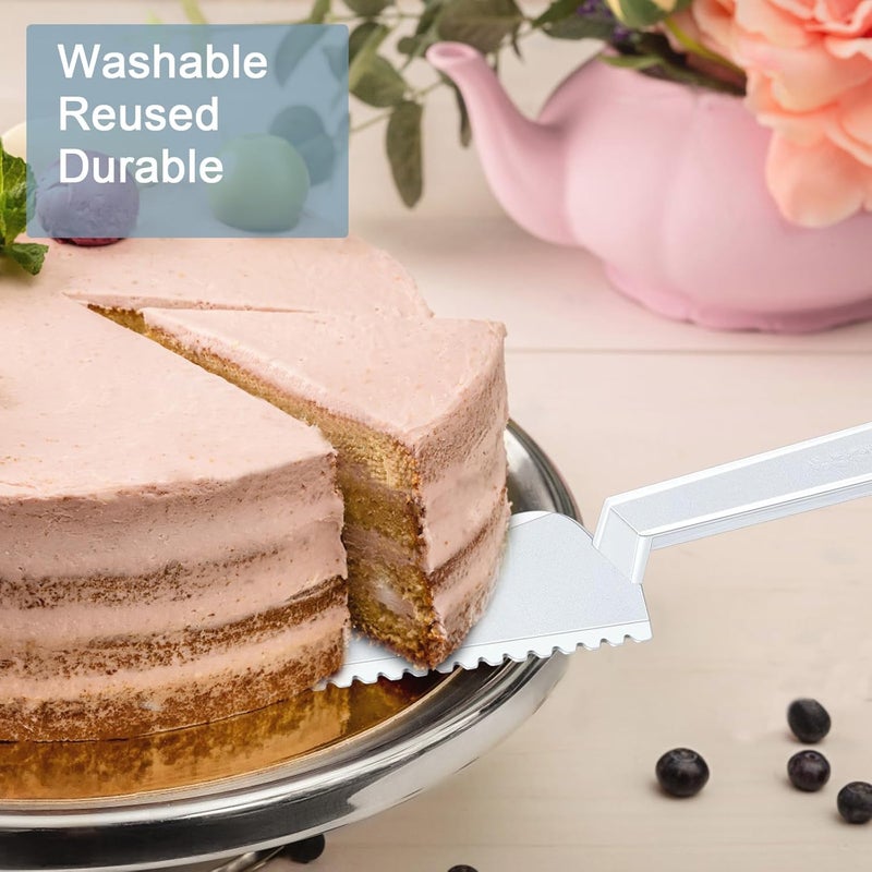 Tinsky 50Pcs Plastic Disposable Cake Cutter 9.1Inch Wedding Pie Server Plastic Spatula Cake Server Cutting Knives Pie Pizza Pastry Slicer Serving Utensils (Clear) - Image 2