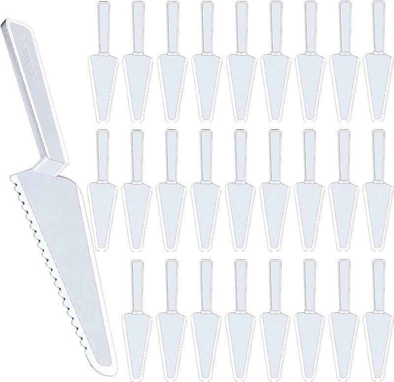 Tinsky 50Pcs Plastic Disposable Cake Cutter 9.1Inch Wedding Pie Server Plastic Spatula Cake Server Cutting Knives Pie Pizza Pastry Slicer Serving Utensils (Clear) - Image 1