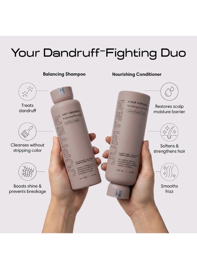 Jupiter Anti Dandruff Shampoo Conditioner Scalp Scrubber for Flaky Itchy Dry Scalp Hydrates Reduces Flakes Scalp Treatment Hair Care Set ColorSafe SulfateFree ParabenFree - Image 4