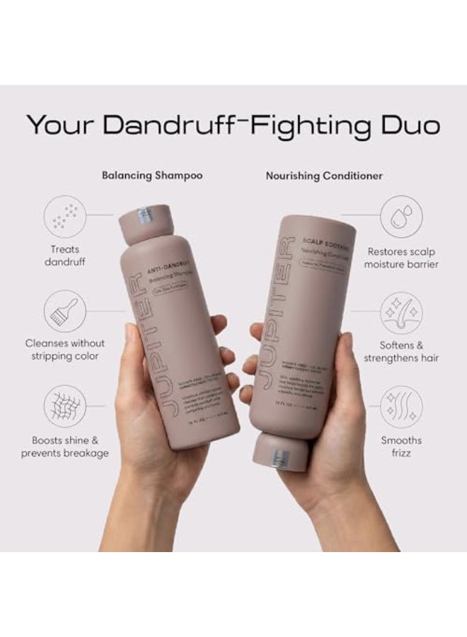 Jupiter Anti Dandruff Shampoo Conditioner Scalp Scrubber for Flaky Itchy Dry Scalp Hydrates Reduces Flakes Scalp Treatment Hair Care Set ColorSafe SulfateFree ParabenFree - Image 3