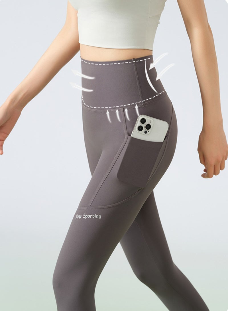 Women's yoga pants high waisted tight pants with pockets, slim fit tight pants for women's outdoor running, high waist elastic, breathable, sweat absorbing  - Image 2