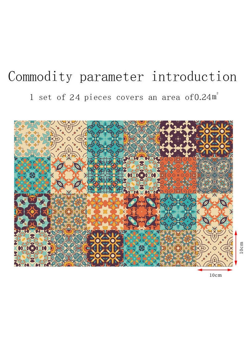 Generic - 10cm 24pieces ceramic tile tiling, retro pattern self-adhesive splicing, refurbished wall tiling - Image 1