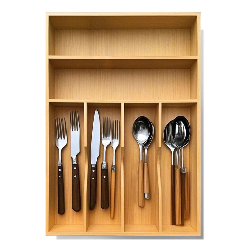 guiogc Bamboo Kitchen Drawer Organizer 116 W x 17 H Silverware Utensil Tray Holder Wood Cutlery Tray for Silverware Flatware Bedroom Organization of office supplies - Image 2