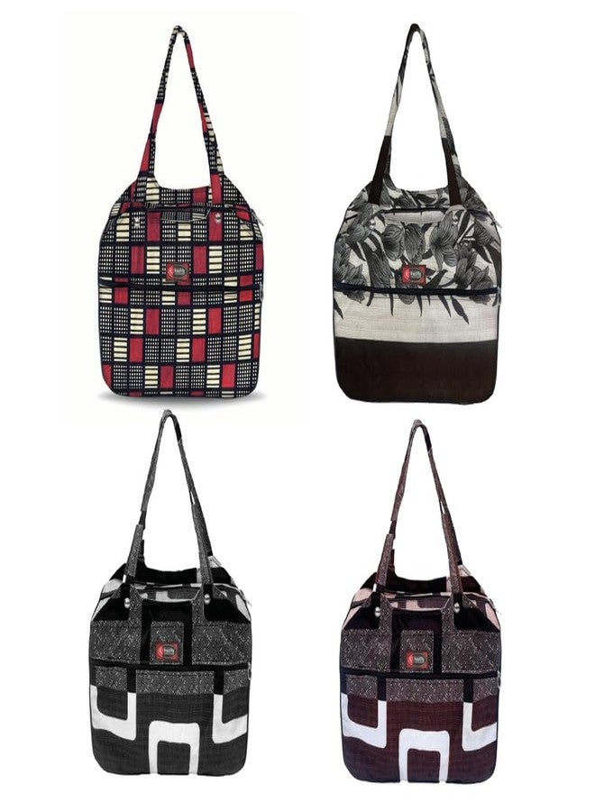 Temoli Handbag or Travel Bag for carrying things or also used as a office bag or Bazar Shopping bag,Design 3,4PCS - Image 2