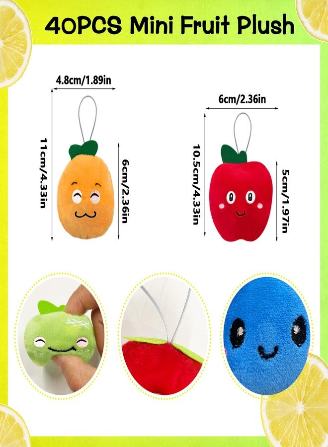 XIPEGPA 40 PCS Cute Mini Fruit Plush Toys Colorful Stuffed Fruits Soft Orange Peach Stuffed Doll for Party Favors Keychain Ornament for Goody Bag Easter Egg Stuffers Carnival Birthday Party 20 Styles - Image 2