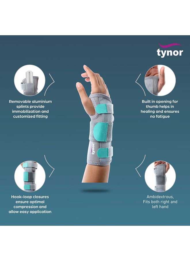 Tynor TYNOR Wrist Splint Ambidextros, Injury Recovery & Support for Men & Women | Adjustable & Comfortable Fit, Ambidextrous Design for Pain Relief, Sprains, Fractures & Arthritis | Pack of 1 (Grey, Large)  - Image 3