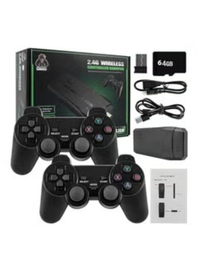 Pretocter Lite HD TV Game Console with 64G Card 20000 Games 1 Host 1 HDMI 1 USB Charging Cable 2 Wireless Controllers 1 Game Stick 1 TF Card Supports External TF Card Expandable to 128G - Image 1