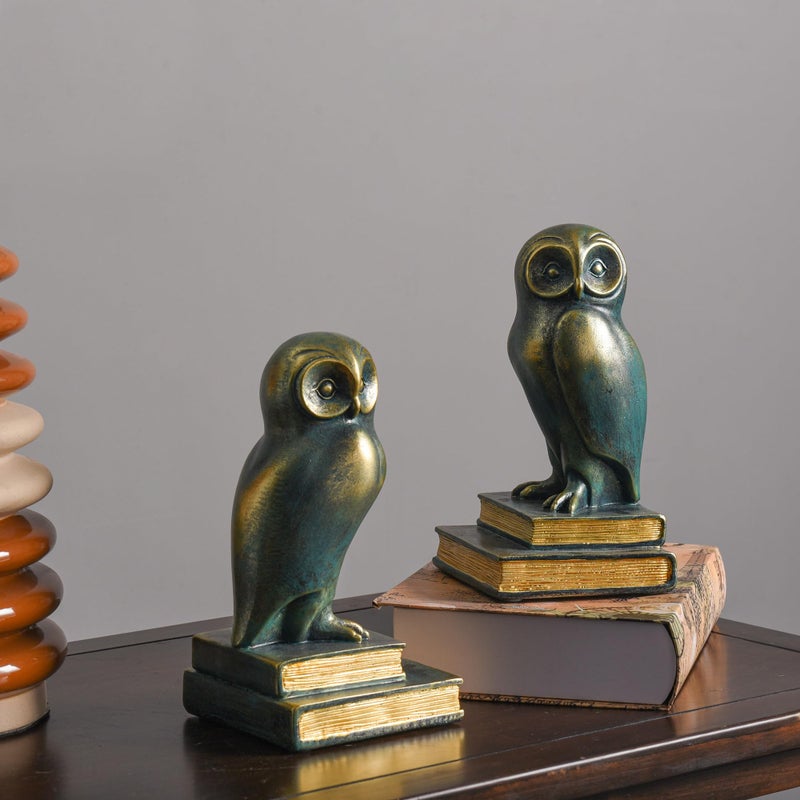 Kakizzy Book Ends for Shelves, Owl Decorative Bookends Bronze Bird Book Stopper Unique Kids Book Holders with Anti-Slip Base Luxurious Bookends for Kids Rooms Office Home Decor(Bronze) - Image 4