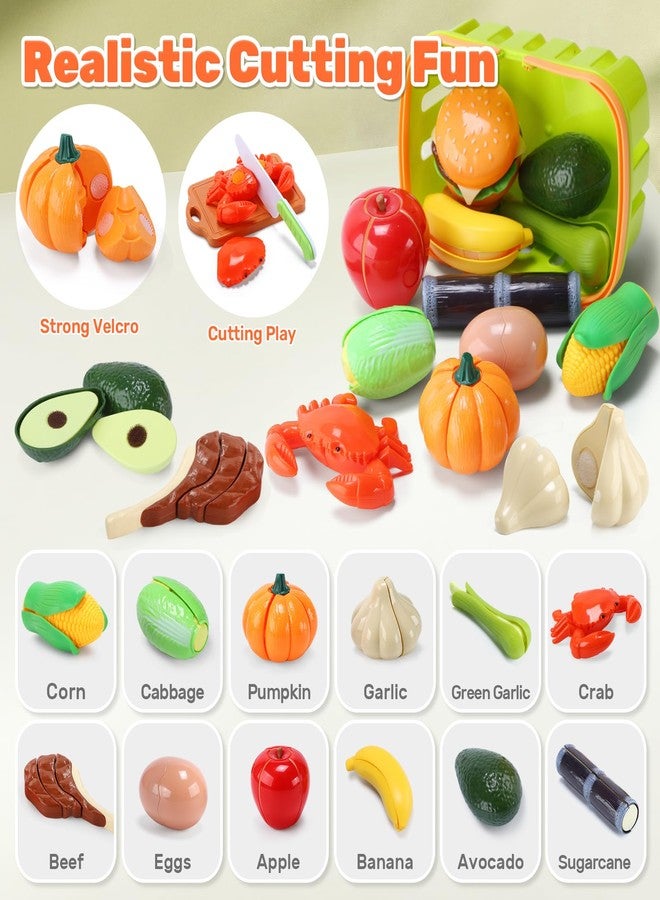 CUTE STONE 70+ PCS Kids Play Kitchen Accessories, Pretend Cooking Toys with Peelable & Cuttable Play Food, Cookware, Tableware & Utensils, Shopping Basket, Tray, Educational Gift for Girls & Boys - Image 3