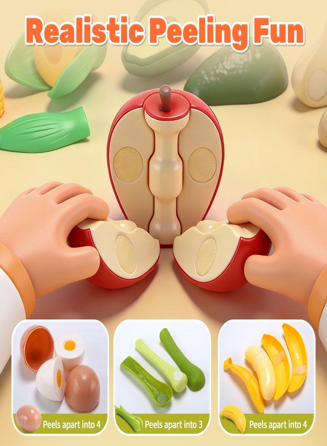 CUTE STONE 70+ PCS Kids Play Kitchen Accessories, Pretend Cooking Toys with Peelable & Cuttable Play Food, Cookware, Tableware & Utensils, Shopping Basket, Tray, Educational Gift for Girls & Boys - Image 4