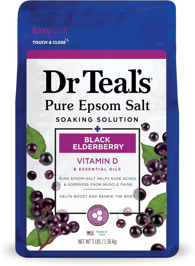 Dr Teal's Epsom Bath Salt Soak Black Elderberry With Vitamin D & Essential Oils 1.36Kg - Image 1