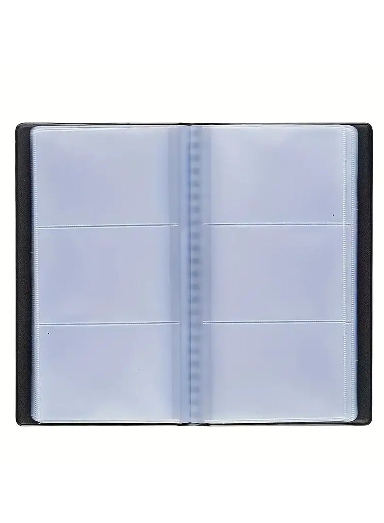 حامل بطاقات عمل احترافي من الجلد الصناعي ومنظم للكتب - سعة تخزين 300 بطاقة اسم مع غلاف مقوى - منظم بطاقات زيارة المكتب للرجال والنساء - محفظة رفيعة لحمل بطاقات الائتمان (أسود) - Image 2