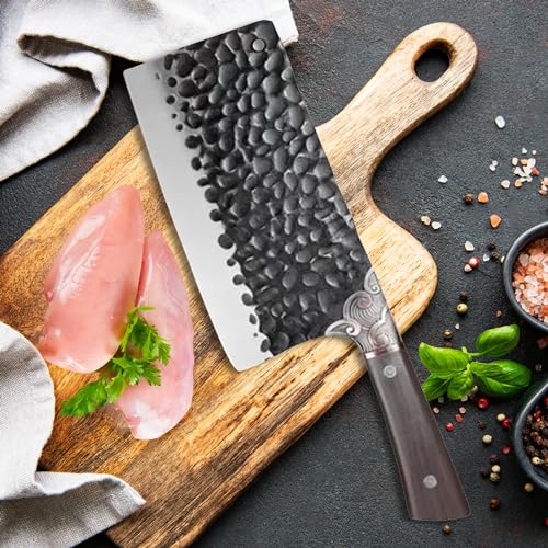 Machado Stainless Steel Professional Damascus Knife With Stylish Vintage Bolster, Full Tang Rivet Fixed Heavy Duty Butcher Knife - Image 2